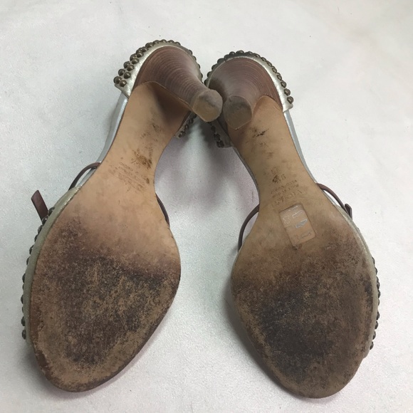 Giuseppe Zanotti Designer Shoes Size 9.5 Rhinestone Studs Open Toe High Heels - Picture 7 of 8